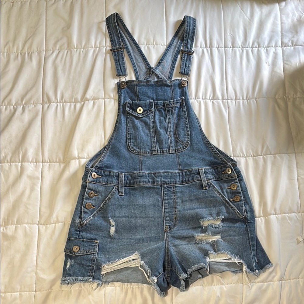 No Boundaries Light Blue Denim Overalls